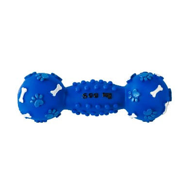 Osso in Gomma Blu per Cane con Squittio
