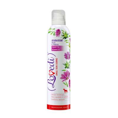 Lovedì Cane Manto Bianco Shampoo Mousse Aloe e Malva