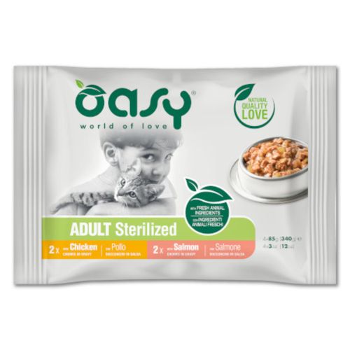 Oasy Cat Sterilised Busta Mix Carne e Pesce