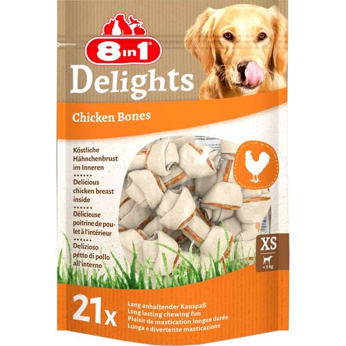 8 in 1 Delights Dog Snack Chicken Bones XS