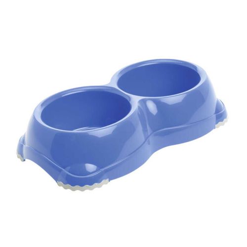 Fit and Fun Doppia Ciotola in Plastica Blu