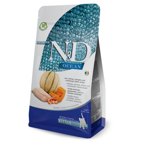 N&D Ocean Kitten Merluzzo Gamberetti Pumpkin Melone
