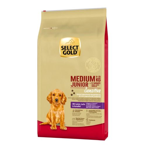Select Gold Sensitive Medium Junior con Agnello Salmone Patate