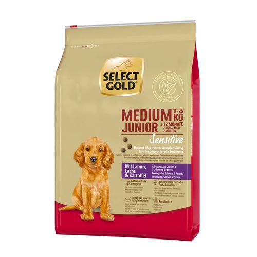 Select Gold Sensitive Medium Junior con Agnello Salmone Patate