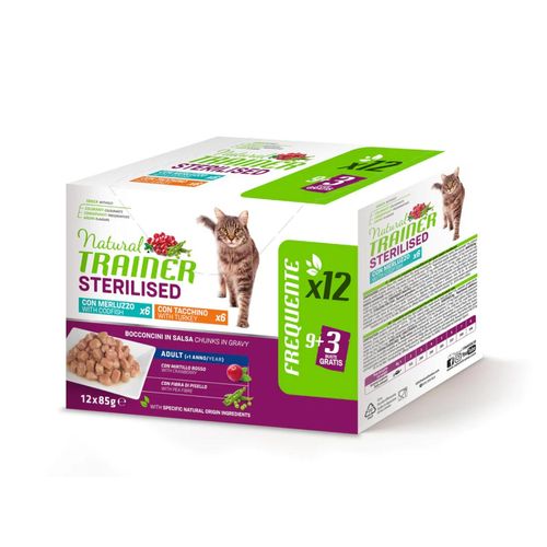 Natural Trainer Cat Sterilised Busta Multipack 12x85G