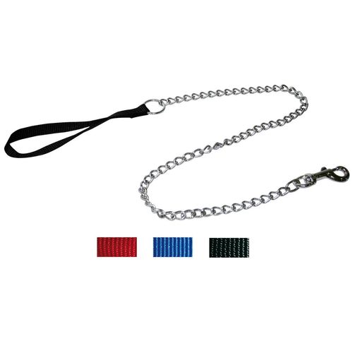 Guinzaglio Nylon con Catena Nero
