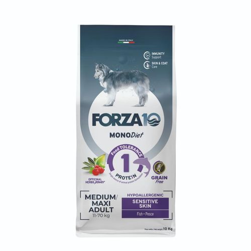 Forza10 MonoDiet Hypoallergenic Sensitive Skin Dog Medium&Maxi Adult con Pesce