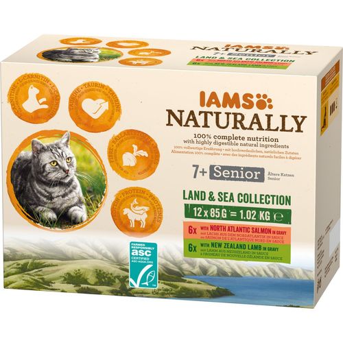 Iams Naturally Senior Cat Busta Multipack 12x85G Land & Sea Collection