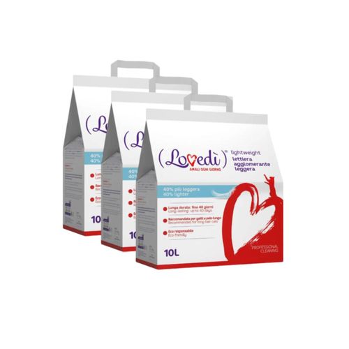 Kit Risparmio 3x10L Lovedi Lettiera Gatto Agglomerante Leggera