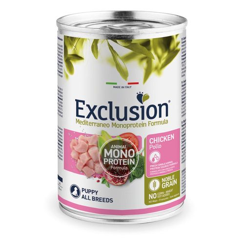 Exclusion Dog Mediterraneo Monoprotein Puppy Lattina 400G