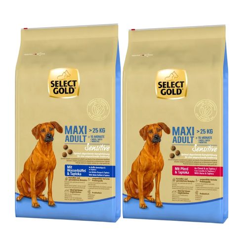 Kit Multigusto 2x12KG Select Gold Sensitive Maxi Dog Cavallo+Bufalo