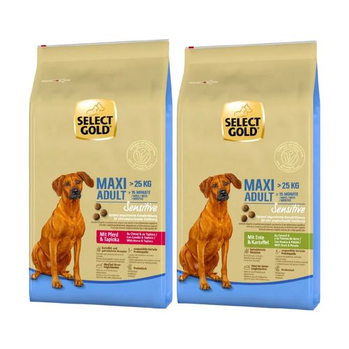 Kit Multigusto 2x12KG Select Gold Sensitive Maxi Dog Cavallo+Anatra