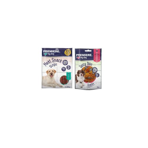 Set Prova Multigusto Premiere Snack Cane 1KG Strips + 70G Tasty Duo