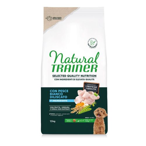 Natural Trainer Selected Quality Cane Small & Toy con Pesce Bianco
