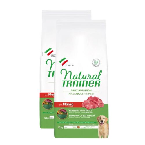 Kit Risparmio 2x12KG Natural Trainer Dog Adult Maxi Manzo