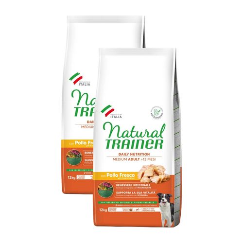 Kit Risparmio 2x12KG Natural Trainer Dog Adult Medium Pollo