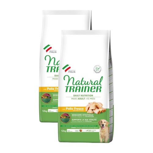 Kit Risparmio 2x12KG Natural Trainer Dog Adult Maxi Pollo