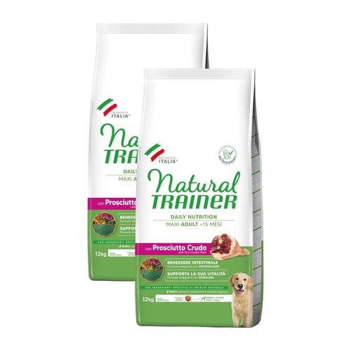 Kit Risparmio 2x12KG Natural Trainer Dog Adult Maxi Prosciutto