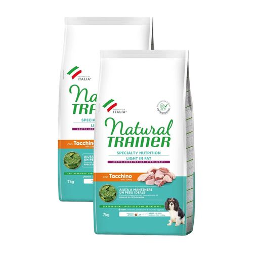 Kit Risparmio 2x7KG Natural Trainer Dog Adult Mini Light in Fat Tacchino