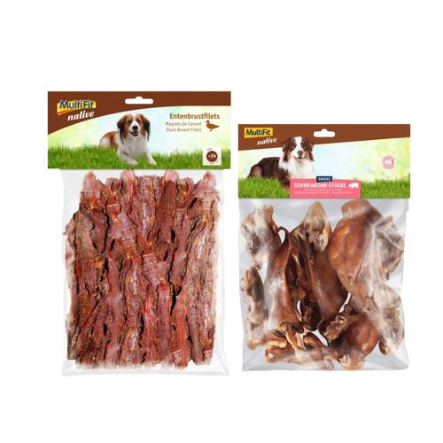 Set Prova Multigusto 500G+750G Multifit Snack Cane Native Filetti e Orecchie