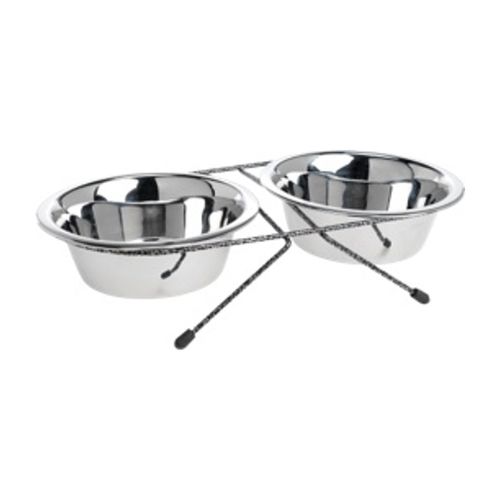 Anione Supporto con Doppia Ciotola in Acciaio Inossidabile