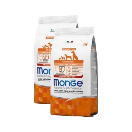 Kit Risparmio 2x12KG Monge Natural Superpremium Puppy e Junior Anatra