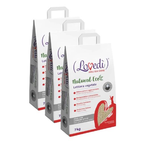 Kit Risparmio 3x7KG Lovedì Lettiera Natural Eco