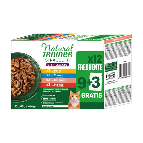Natural Trainer Straccetti Sterilised Cat Busta Multipack 12x85G