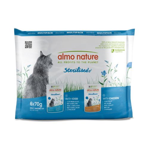 Almo Nature Holistic Cat Sterilised Busta Multipack 6x70G