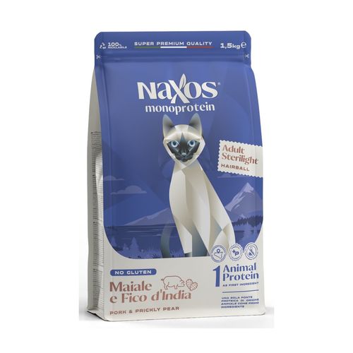 Naxos Sterilised Cat Monoprotein Hairball Maiale e Fico