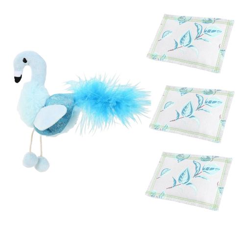 Kit Gioco Gatto Fenicottero Frusciante Blu + Cuscino Valeriana