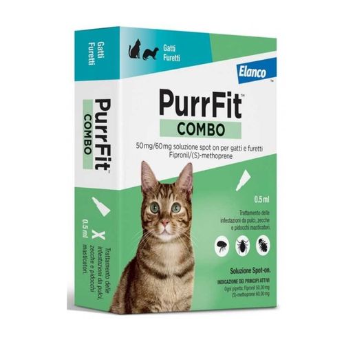 PurrFit Combo Spot On Gatto x6 Antiparassitario Contro Pulci, Zecche E Pidocchi