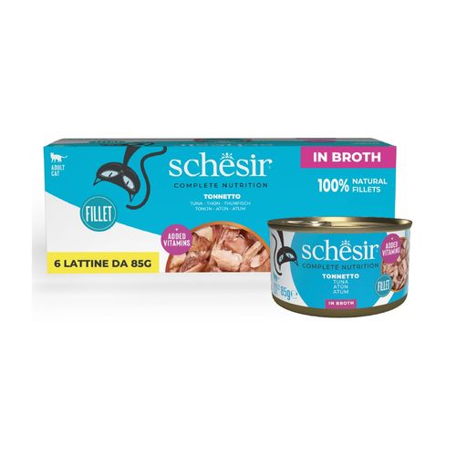 Schesir Cat Complete Nutrition in Brodo Lattina Multipack 6x85G