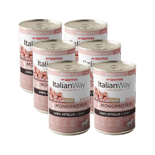 Kit Risparmio 6x400G Italian Way Junior Monoprotein Natural Growth Lattina