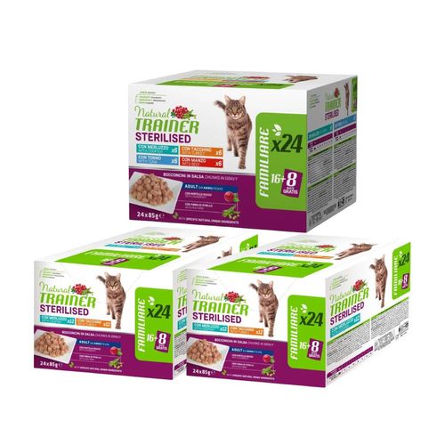 Set Prova Multigusto 24x85G e 48x85G Natural Trainer Cat Sterilised
