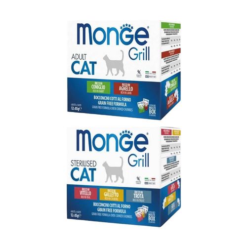 Set Prova Multigusto 24x85G Monge Grill Cat Sterilised e Adult