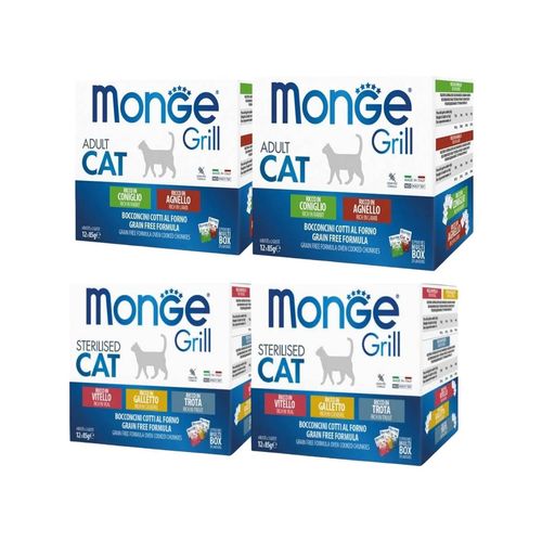 Set Prova Multigusto 48x85G Monge Grill Cat Sterilised e Adult