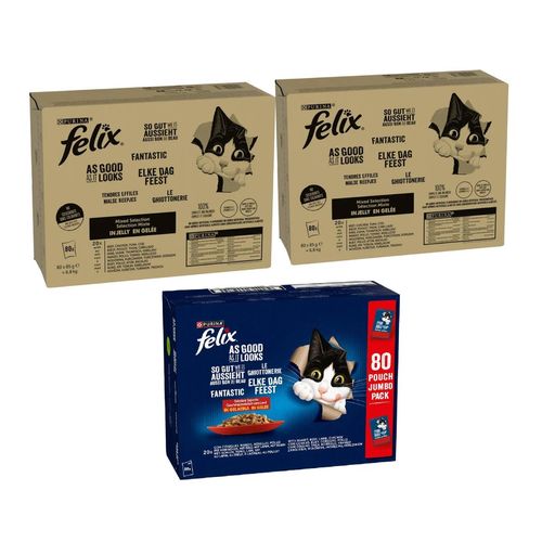 Set Prova Multigusto 80x85G e 160x85G Felix Cat Le Ghiottonerie Carne e Mix