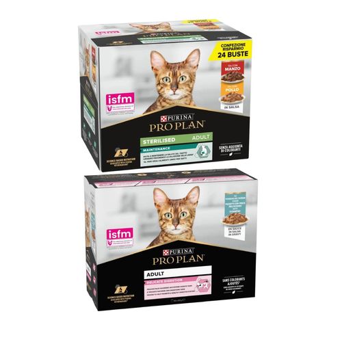 Set Prova Multigusto 10x85G e 24x85G Purina Pro Plan Sterilised  e Delicate Digestion