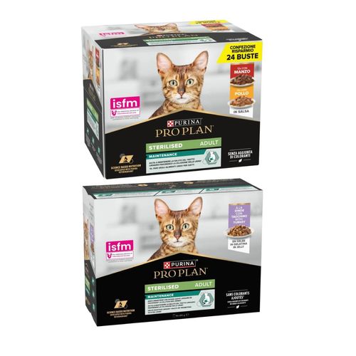 Set Prova Multigusto 10x85G e 24x85G Purina Pro Plan Sterilised Tacchino e Manzo Pollo