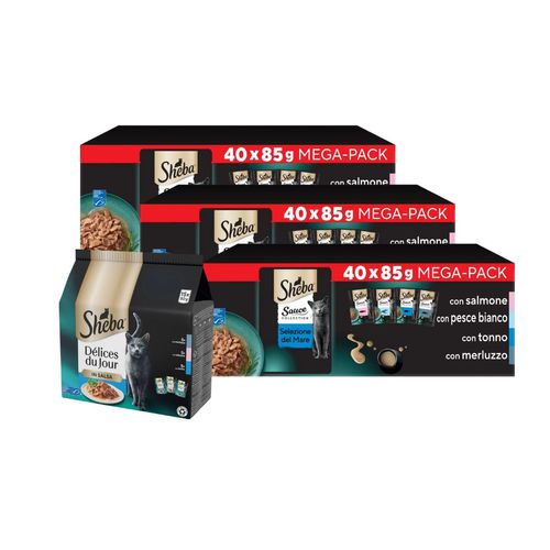 Kit Multigusto Sheba Delicatezze 120x85 + 15x50g Délices Du Jour incluso