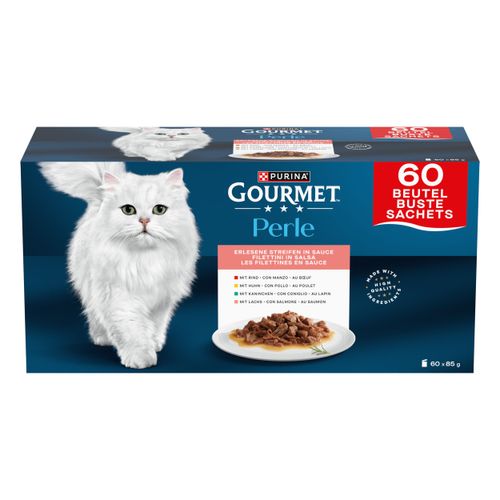 Gourmet Perle Filettini in Salsa Cat Busta Mix Carne e Pesce