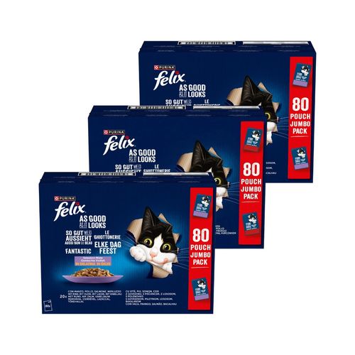 Set Prova Multigusto 80x85G e 160x85G Felix Cat Le Ghiottonerie Carne e Mix