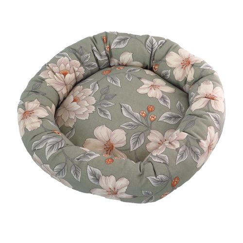 Luna&Teo Cuccia per Gatto Ciambella Flowers Verde